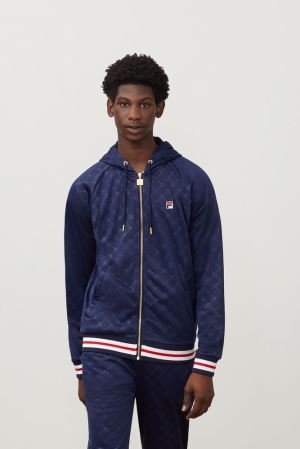 FILA Royce Zip Hoodies Navy,Mens Clothing | CA.DXSYMV465